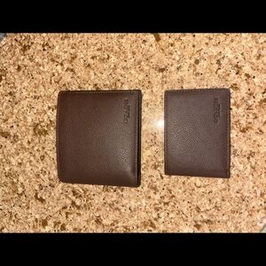 Coach Dark Brown Leather Key & Card Holder Set